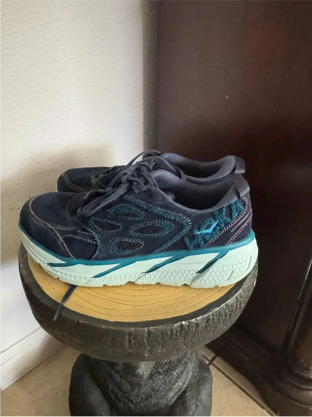 Hoka One One Kids Navy and Teal Sneakers